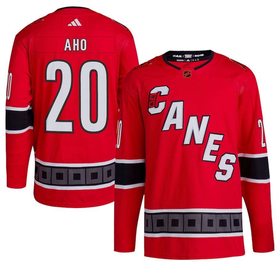 Men Carolina Hurricanes #20 Sebastian Aho adidas Red Reverse Retro Authentic Player NHL Jersey